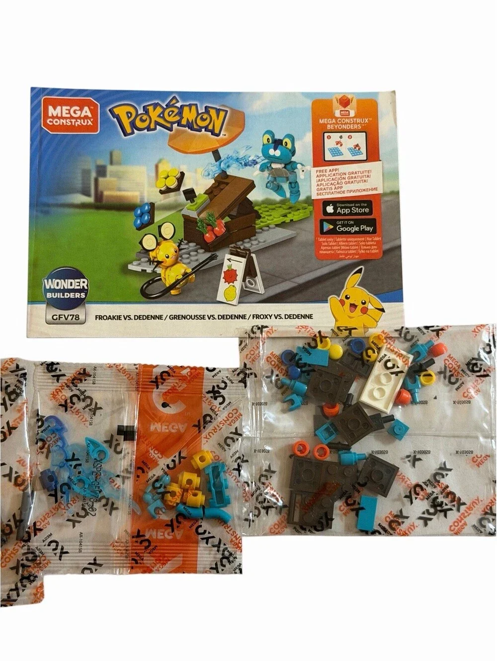 Mega Construx Pokemon Froakie vs Dedenne Building Set GFV78 Wonder Builders NEW